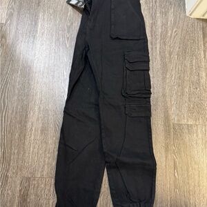 Fashion Nova Women’s Black Cargo Jogger Pants - Utility Pocket Design
